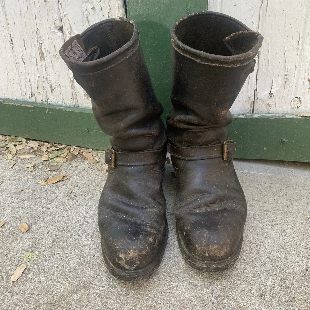 Vintage 60s Sears Engineer Boots Buckle Biker Size Men US 9 Rockabilly